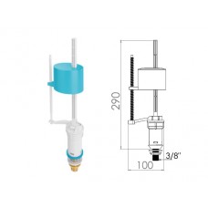 Поплавочный клапан нижней подачи воды, 3/8 - 1/2, лат. резьба, NOVA