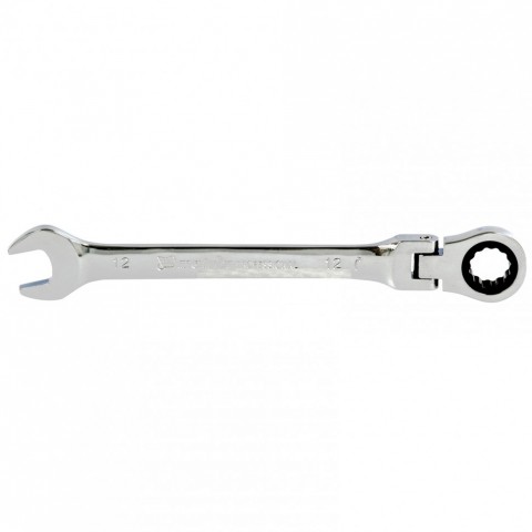 Ключ комбинированный трещоточный, 12 мм, CrV, шарнирный, зеркальный хром. MATRIX PROFESSIONAL