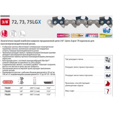 Цепь 40 см 16" 3/8" 1.6 мм 60 зв. 75LGX OREGON (затачиваются напильником 5.5 мм, для проф. интенсивного использования)