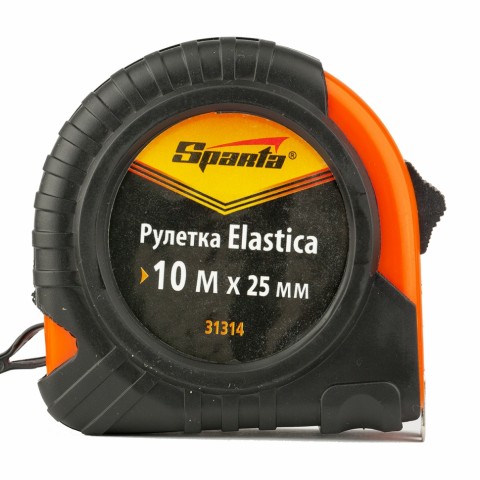 Рулетка Elastica, 10 м х 25 мм, обрезиненный корпус. SPARTA