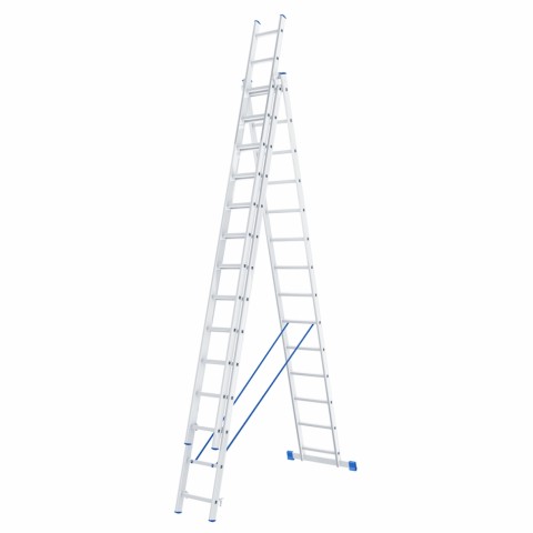 Лестница, 3 х 14 ступеней, алюминиевая, трехсекционная. СИБРТЕХ Pоссия
