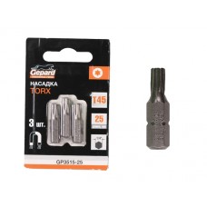 Насадка TORX T45 25мм  3шт GEPARD (GP3515-25) (бита звездочка шестилучевая звезда сталь S2  магнитная)