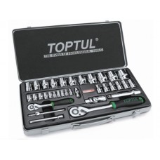 Набор головок 1/4", 1/2" 5-32мм 6гр. 34пр. метал.кейс PROLINE TOPTUL (GCAD3402)