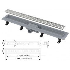 Водоотводящий желоб с порогами для перфорированной решетки (Simple), Alcaplast (Водоотводящий желоб с порогами для перфорированной решетки (Simple), A