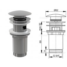 Водослив для умывальника click/clack 5/4, цельнометаллический с большой заглушкой, Alcaplast (Водослив для умывальника click/clack 5/4, цельнометаллич