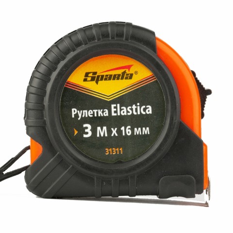 Рулетка Elastica, 3 м х 16 мм, обрезиненный корпус. SPARTA