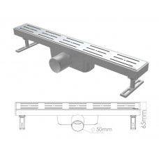 Сливной трап горизонтальный D 50, решетка нерж., 65х900мм, NOVA