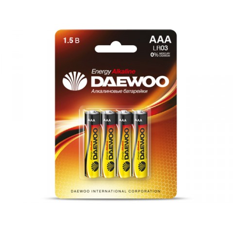 Батарейка AAA LR03 1,5V alkaline BL-4шт DAEWOO ENERGY